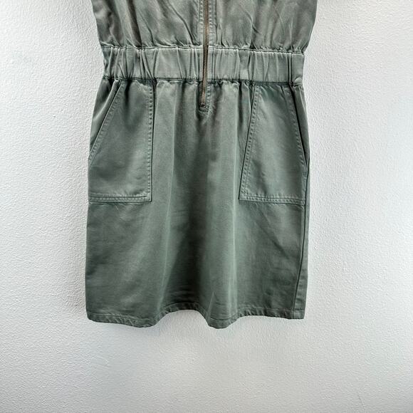 J. Crew Zip Front Chino Dress Green 00 Safari - Picture 5 of 14